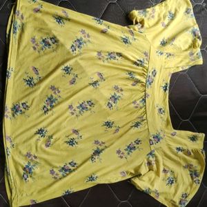 Mustard Yellow Floral Top For Women