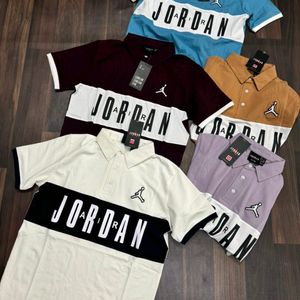 Jordan Men's Cream and Black Polo T-shirt