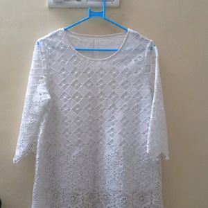 White Tunic Netted Top