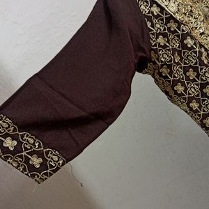 Brown Colour Embroidery Stone Work Dress