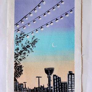 City Lights Acrylic Canvas Sheet (HANDMADE)