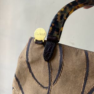 Mulberry Tapestry And Lucite Handle Bag