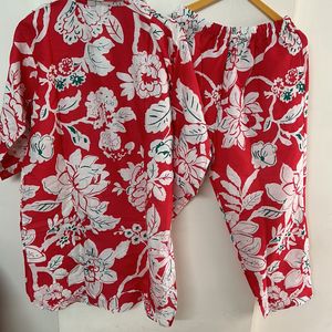 Kurta Set Red XL With Pocket