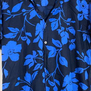 Snitch Blue With Black Printed Shirt