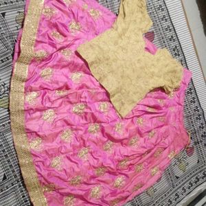 Pink And Gold Lehanga Set , Skirt ,Top