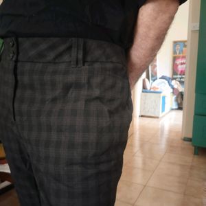 Black Check Fitted Stylish Trousers