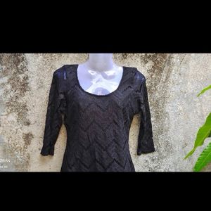 BLACK NET BODYCON DRESS