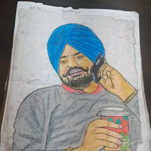 Sidhu Moose Wala Potrait Drawing