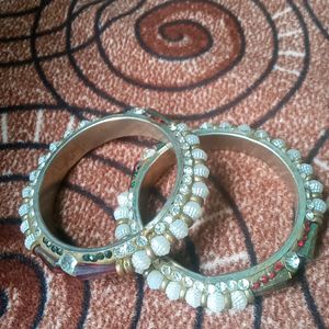 Beautiful White Bangle Set Of 2