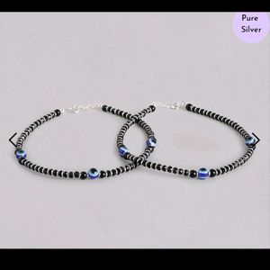 925 Pure Silver 3 Evil Eye Beads Anklet (1 Piece)