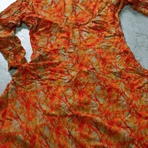 Orange Front Cut Dress