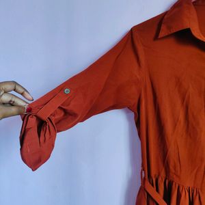 Brand: WISSTLER Shirt Dress (Rust Orange)