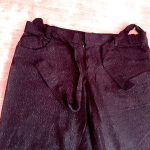 Casual Women Or Girls Flared Trouser Shine Black