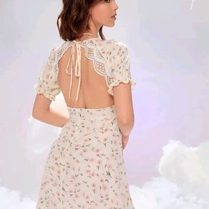 Cream Floral Printed Dress