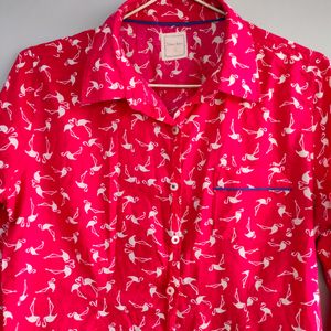 pink flamingo printed shirt
