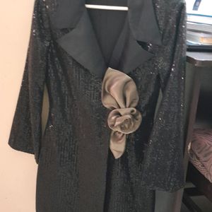 ZABELLA Black Sequin Blazer Cum Dress