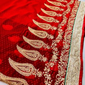 Bridal Red Colour Beautiful Saree