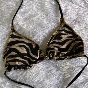 Leopard Print Tassel Beautiful Bikini Top