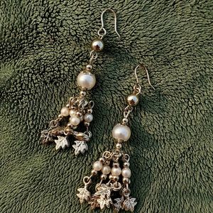 Beautiful Silver Pearl Dangling Earrings