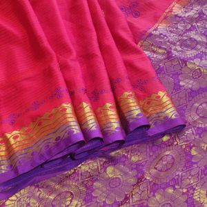 Red And Purple Silk Saree