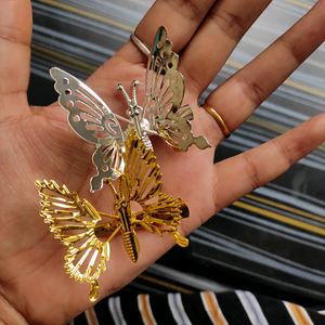 Gold And Silver Butterfly Wings Clips