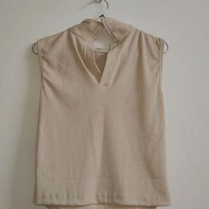 Beige Collar Top