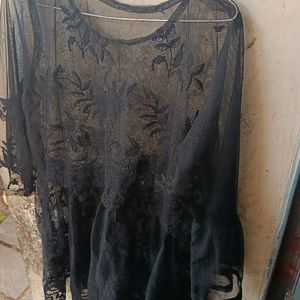 Designer Black Net Top