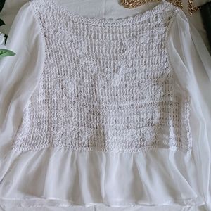 Korean Chiffon Crochet Top