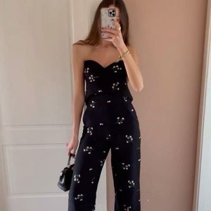 Zara black floral embroidered corset