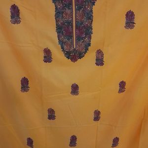 Woollen Heavy Embroidery Dark Yellow Suit