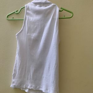 Turtle Neck Ribbed Sleeveless Top