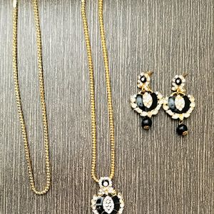 Necklace And Earrings Set + Free Extra Chain