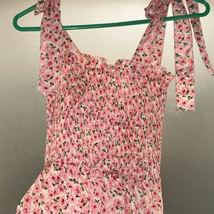 Urbanic Pink Floral Tie Detail Top