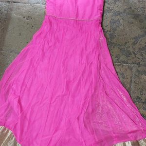 Pink Net Ethnic Gown