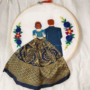 Couple Embroidery Wooden Hoop