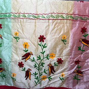 Shantiniketan thread Embroidered Silk Saree