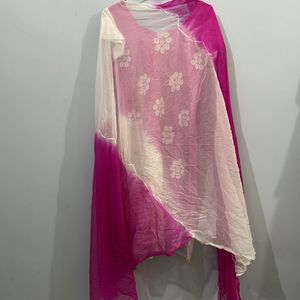 Magenta & White Churidaar Suit Set