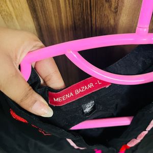 Meena Bazaar Mesh Black Long Kurti
