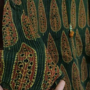 Handblocked Ajrakh Kantha Kurta