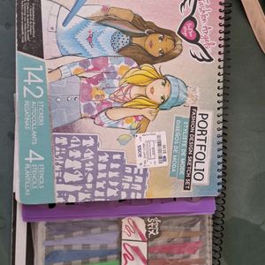 Girls Fashion Design Colouring BOOK With Stencil