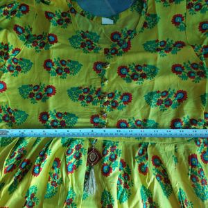 Yellow Printed Kurtha