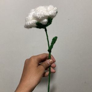 white crocheted rose