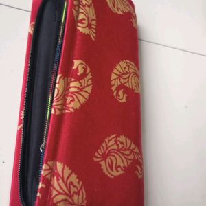 Silk Fabric Clutch Wallet Gold Print Design