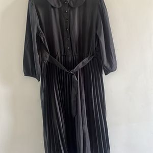 Black Accordian PleastA-line Dress