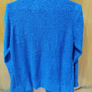 Blue Shinny Winter Shrug Sweater