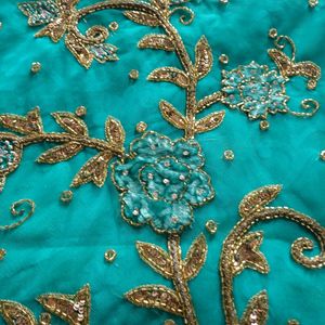 Beautiful Sea Green 💚 Saree With Blause