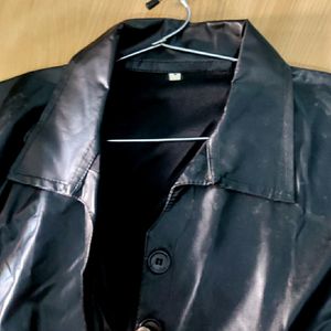 Black Glossy Leatherite Jacket For Women/ Girls