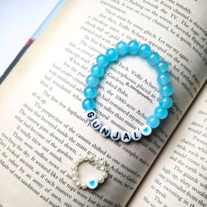 Customised Name Bracelet And Beaded Ring Combo