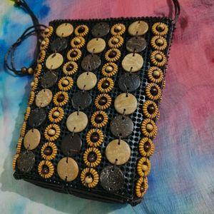 Wooden Design Small Sling Bag