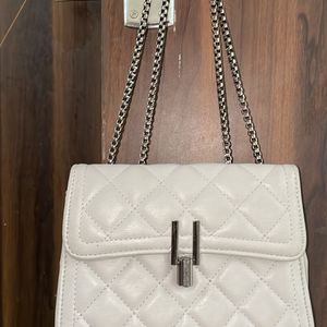 Grey sling Clutch With Stylish Lock